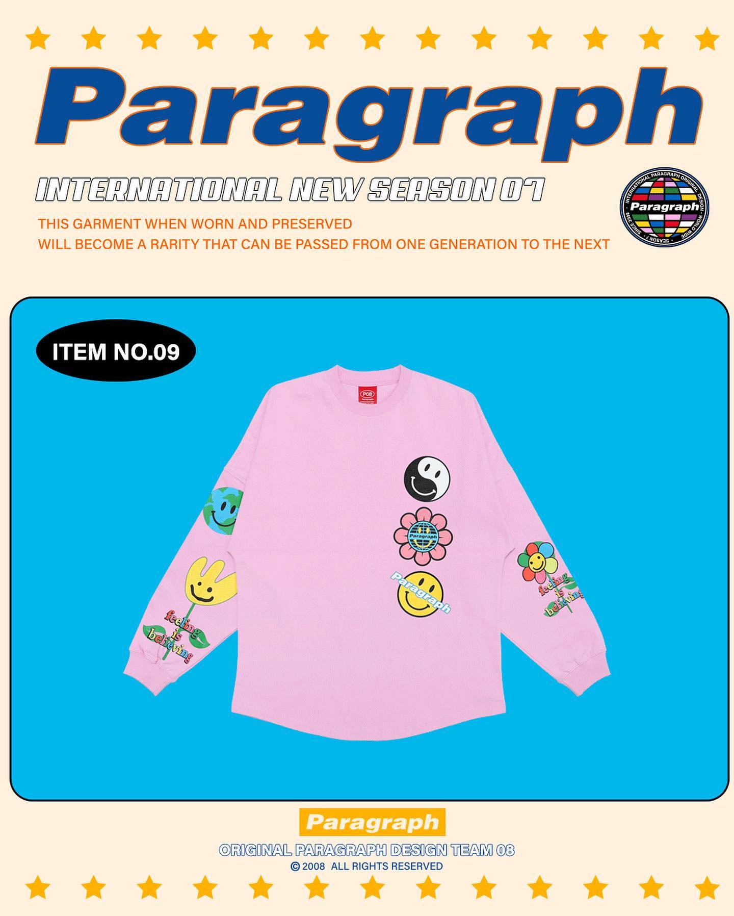 PARAGRAPH/22AW カラフルスマイル ロングTシャツ