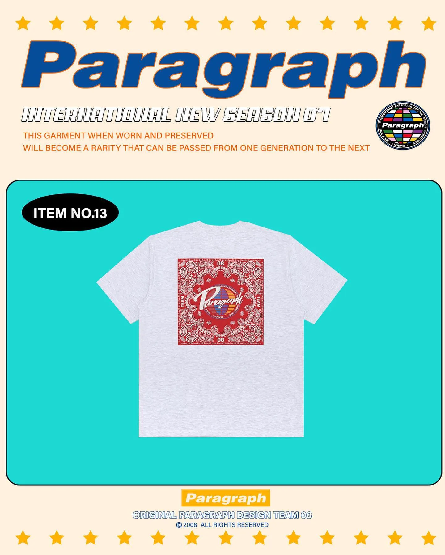 PARAGRAPH/22AW ボックスバンダナロゴ 半袖Tシャツ