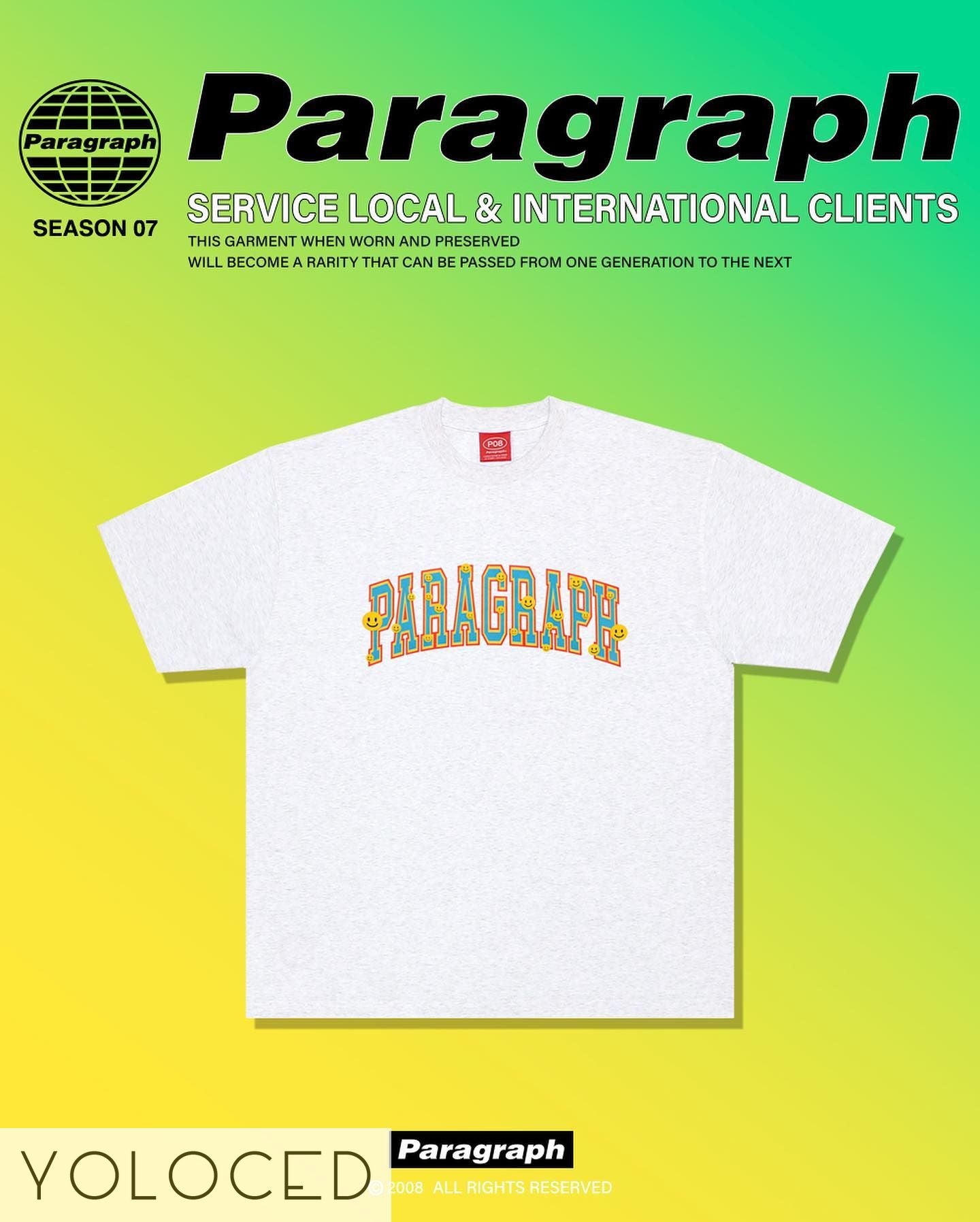 PARAGRAPH/22SS スマイルカレッジロゴ Tシャツ