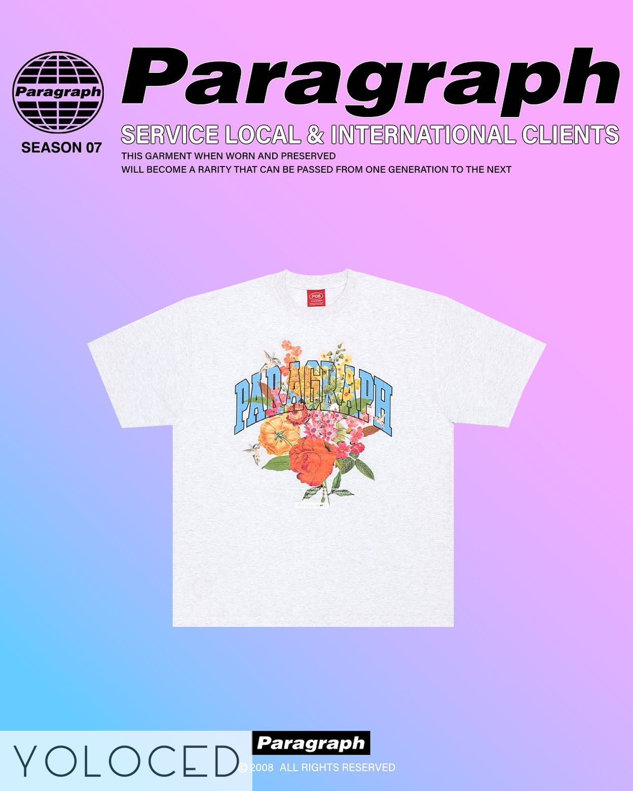 PARAGRAPH/22SS フラワーカレッジロゴ Tシャツ