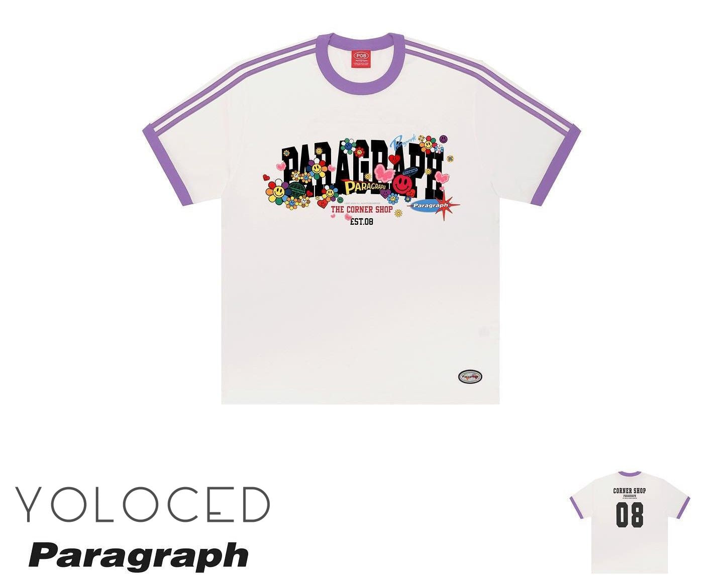 正規品SALEPARAGRAPH カラフルハッピースマイル Tシャツ メランジ半袖 Tシャツ(半袖/袖なし)